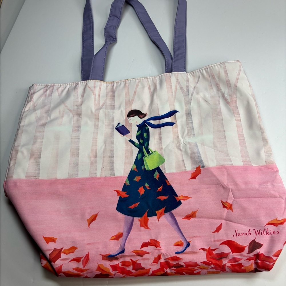 Barnes & Noble Artistic Pink and Purple Canvas Tote